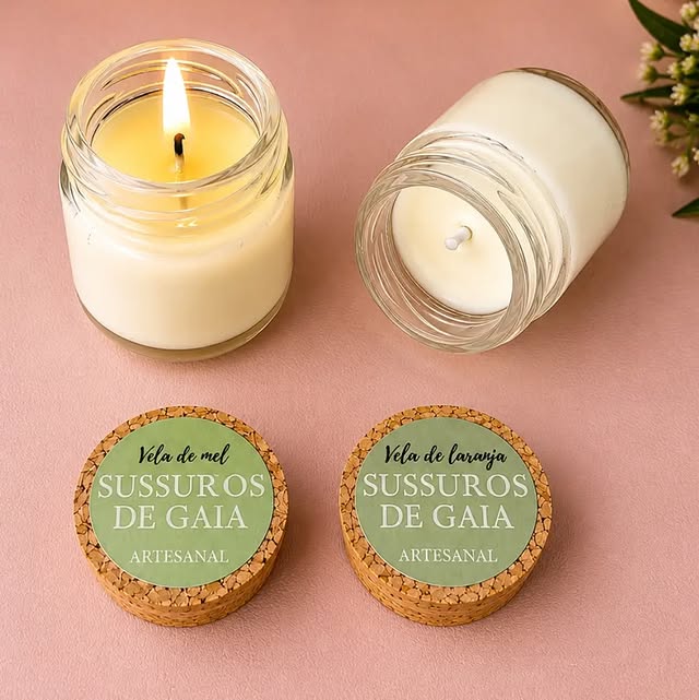 Velas de massagem artesanais acesas